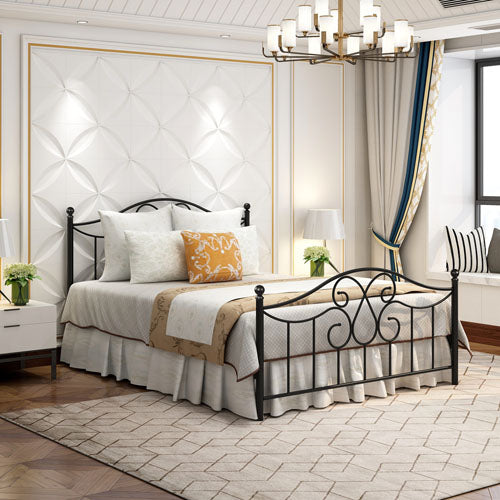 Queen Sized Slat Supported Bedframe with Vintage Headboard