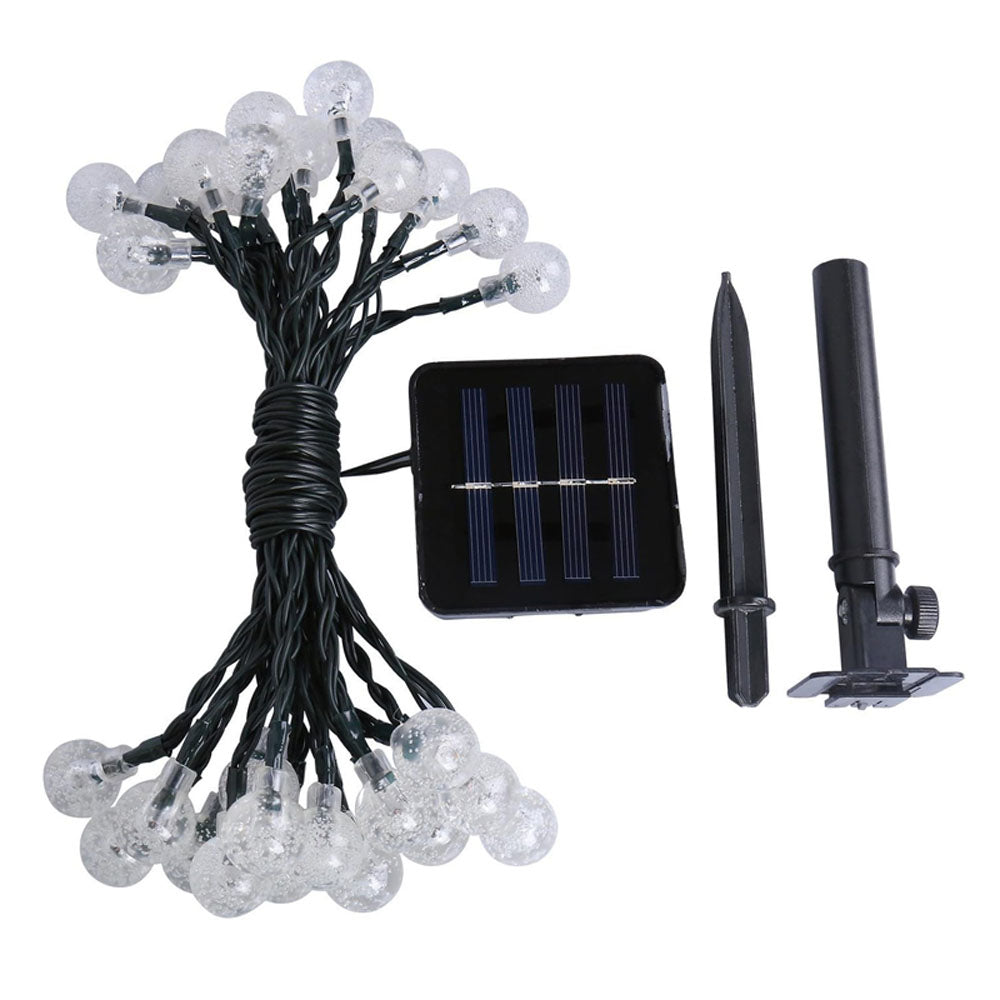 Solar Powered Outdoor Colorful Globe String Fairy LED Lights