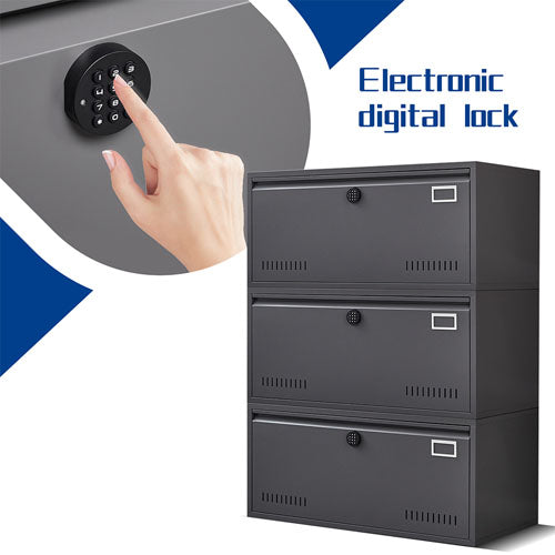 Digital Keypad Vertical File Cabinet 17.7" (Dark Grey)