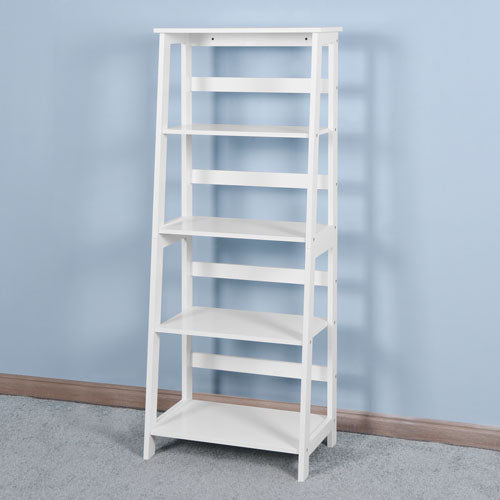 5 Tier Wooden Staircase Bookcase Ladder (White)