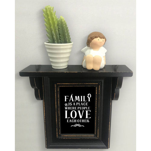 Wooden Wall Shelf w/ Photo Frame (24.5x24.5x6.5cm)