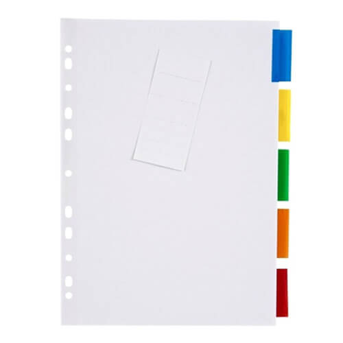 Marbig 5 Insert Tab Manilla Dividers A4 (Coloured)