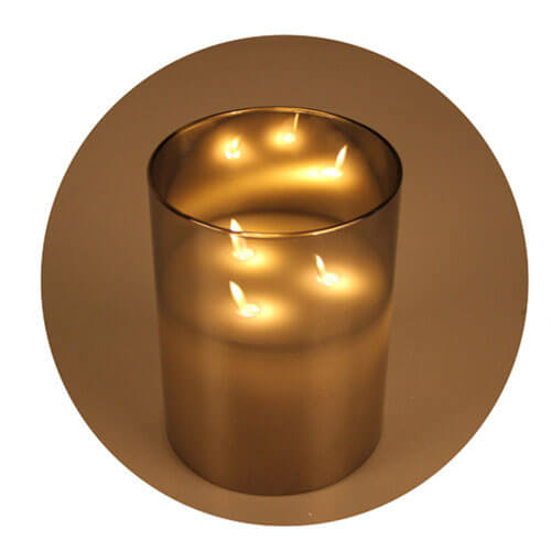 3 Wick Moving Flameless Candle in Smoked Glass (20x12.5cm)