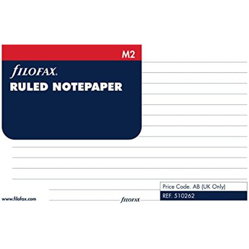 Filofax M2 Ruled Notepaper Refill 20pk (White)