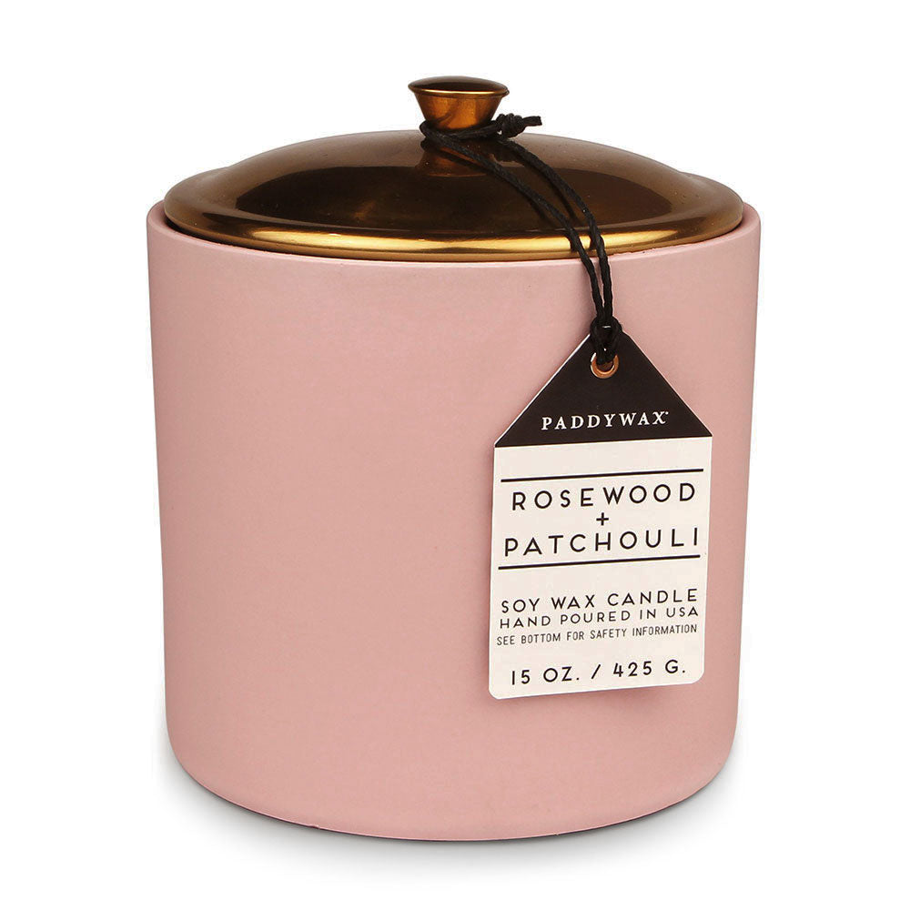 Hygge Rosewood Patchouli Candle in Ceramic (Blush)