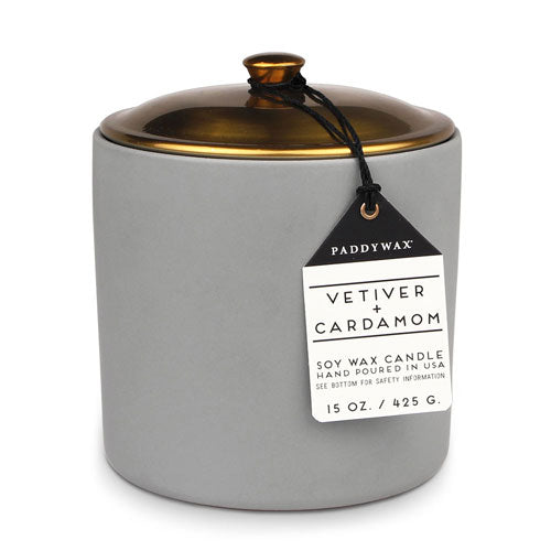 Hygge Vetiver Cardamom Candle in Ceramic (Grey)