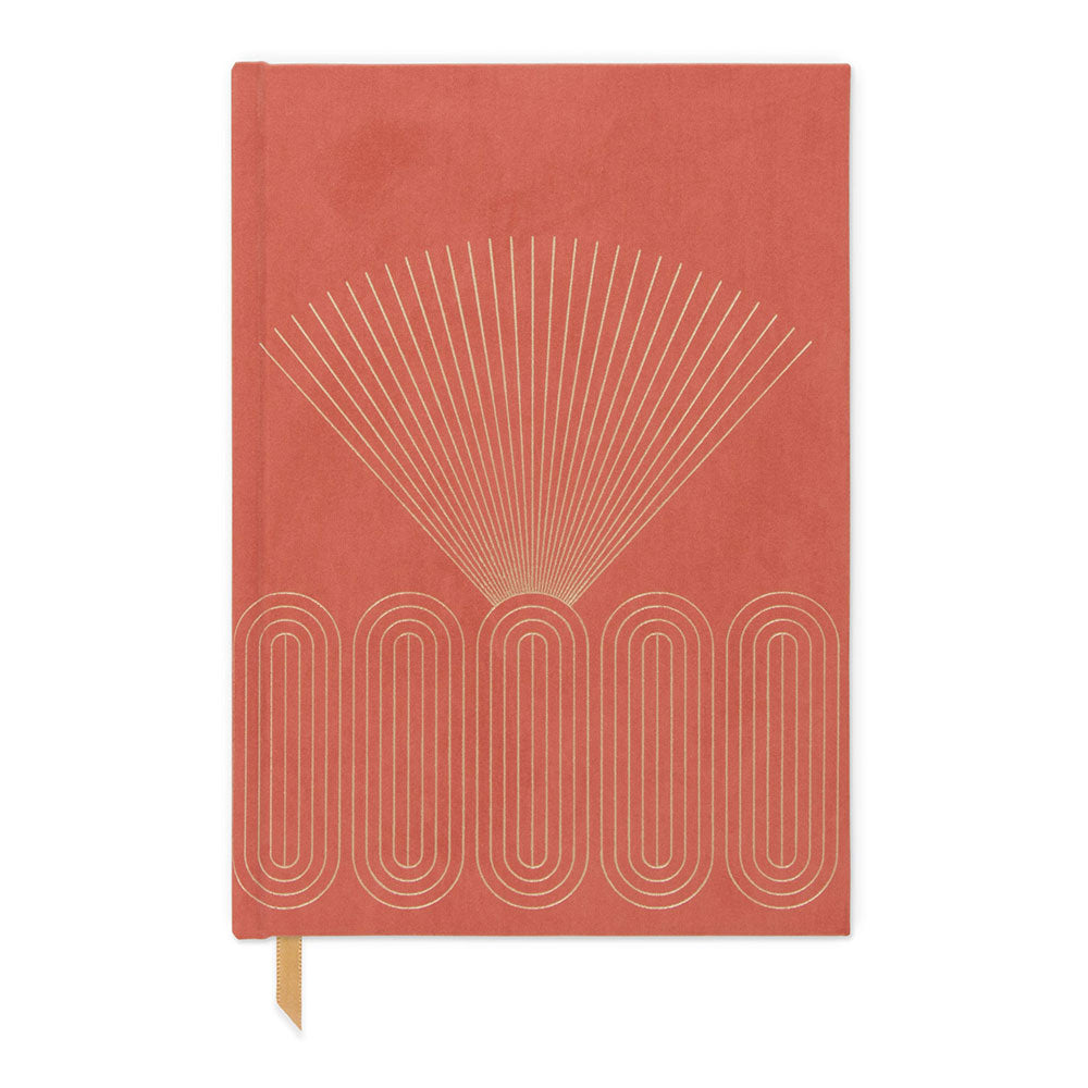 Bookcloth Bright Terracotta Radiant Rays Bound Cover Book