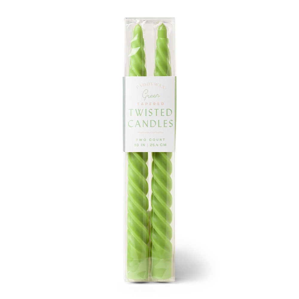 Tall Twisty Taper Candles 10" 2pcs (Sage)