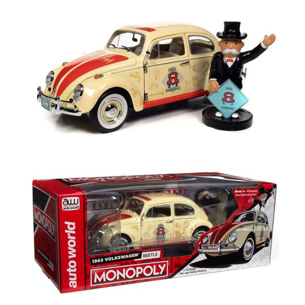 1963 VW Beetle 1/18 Scale & Monopoly Figure