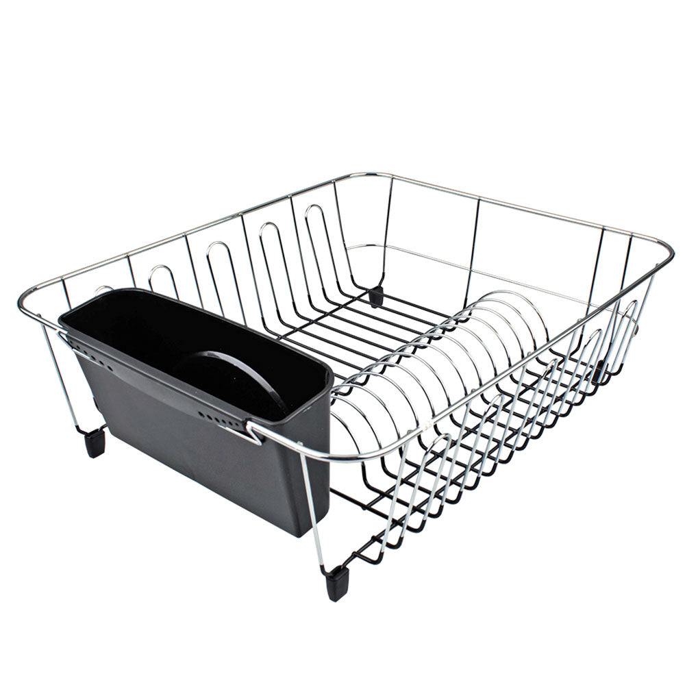 D.Line Large Dish Drainer Chrome/PVC with Caddy