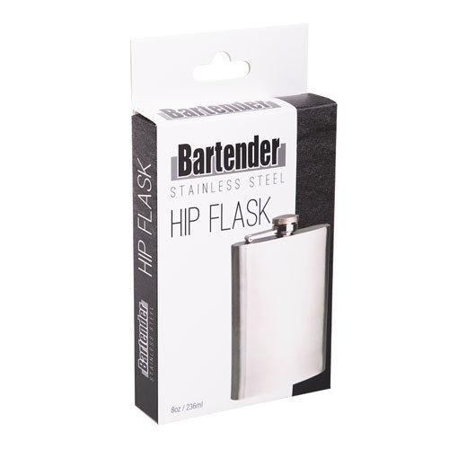 Bartender Stainless Steel Hip Flask 236mL (Satin)