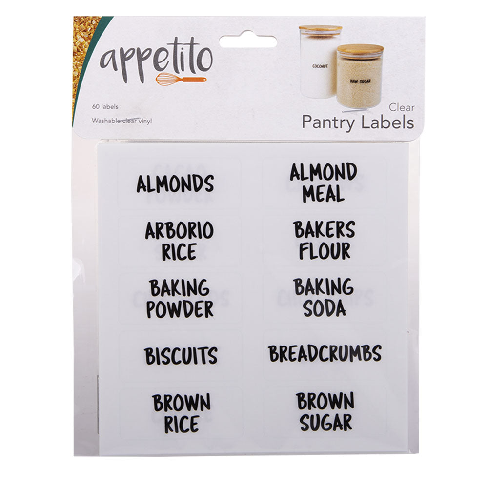 Appetito Clear Pantry Labels (Pack of 60)