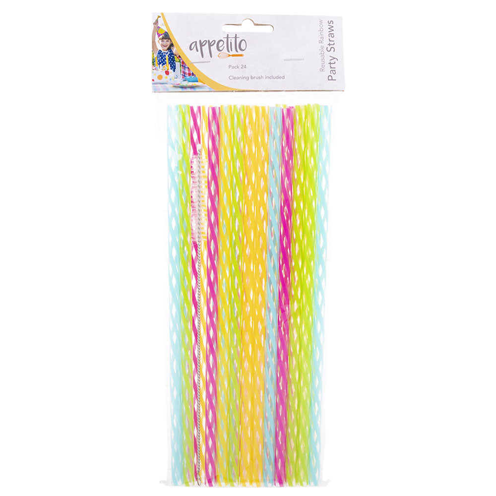 Appetito Reusable Party Straws with Brush 24pcs