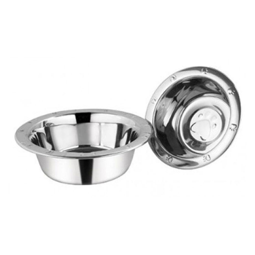 Stainless Steel Paw Print Dog Bowl