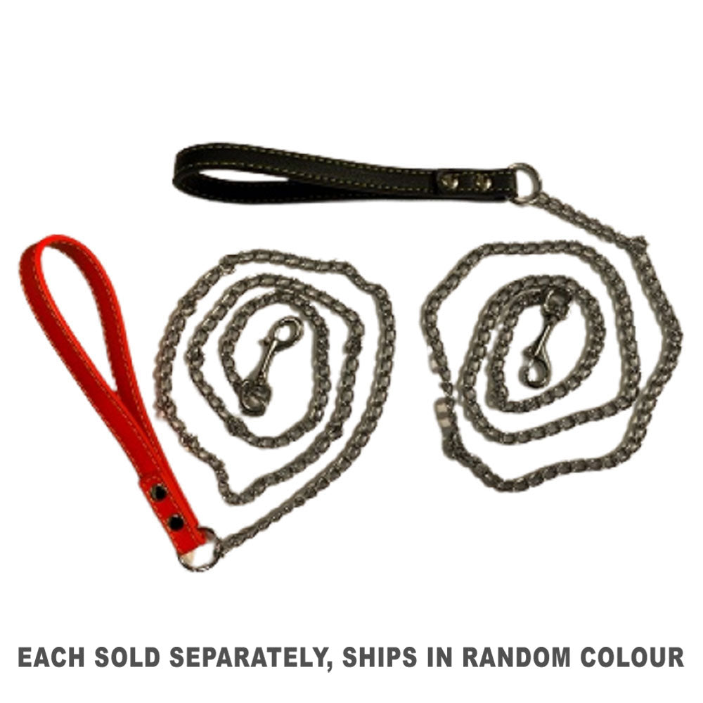 Chrome Chain Lead with Leather Handle (0.2x120cm)