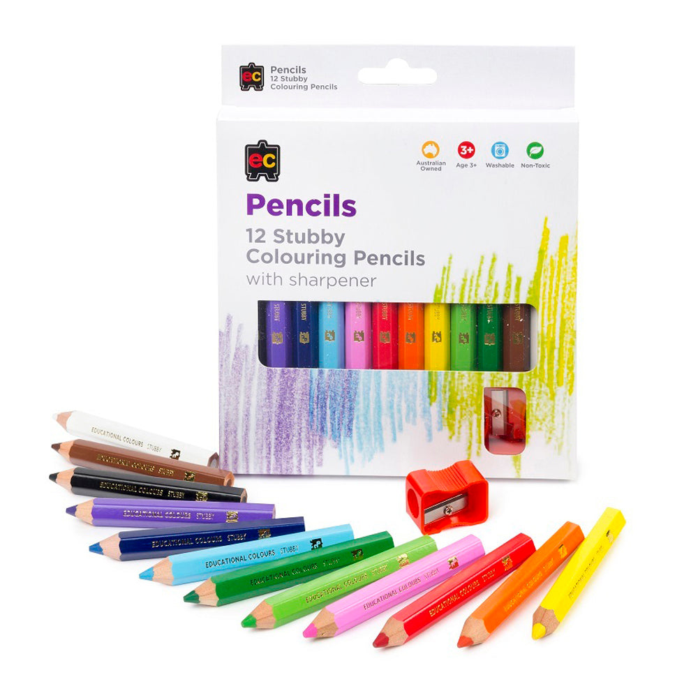 Jumbo Stubby Washable Colouring Pencils 12pk