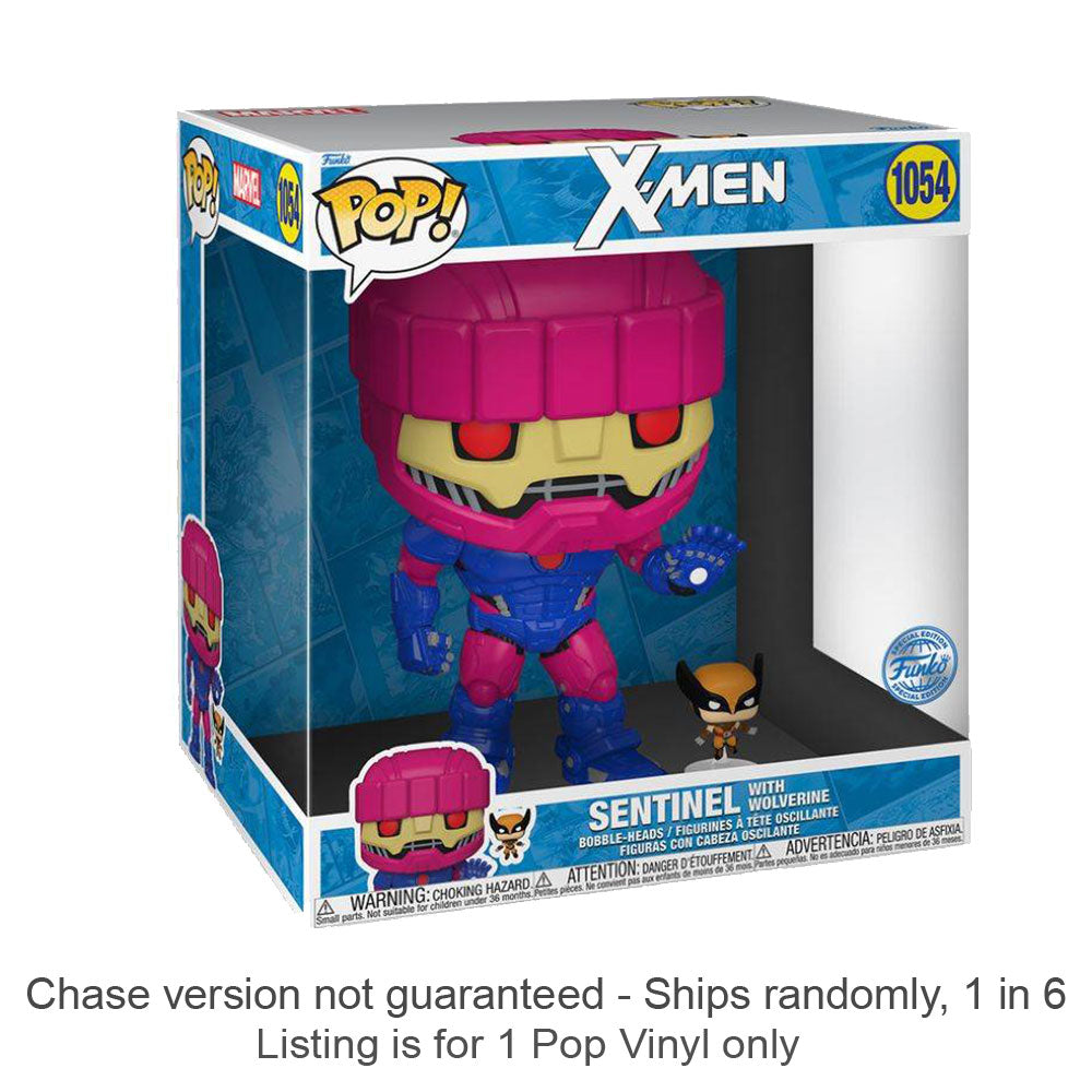 X-Men Sentinel w/ Wolverine 10" Pop! Vnyl Chase Ships 1 in 6