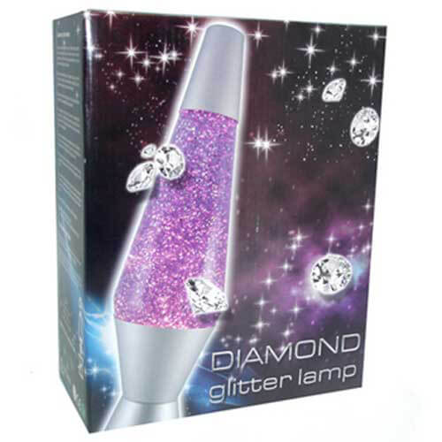 Silver & Pink Diamond Glitter Lamp