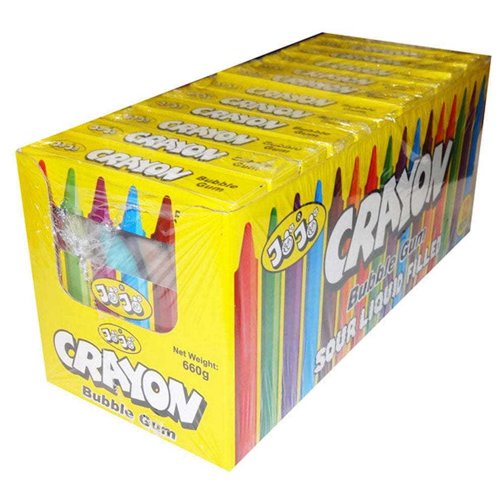 JoJo Crayon Sour Liquid Filled Bubble Gum (12x55g)