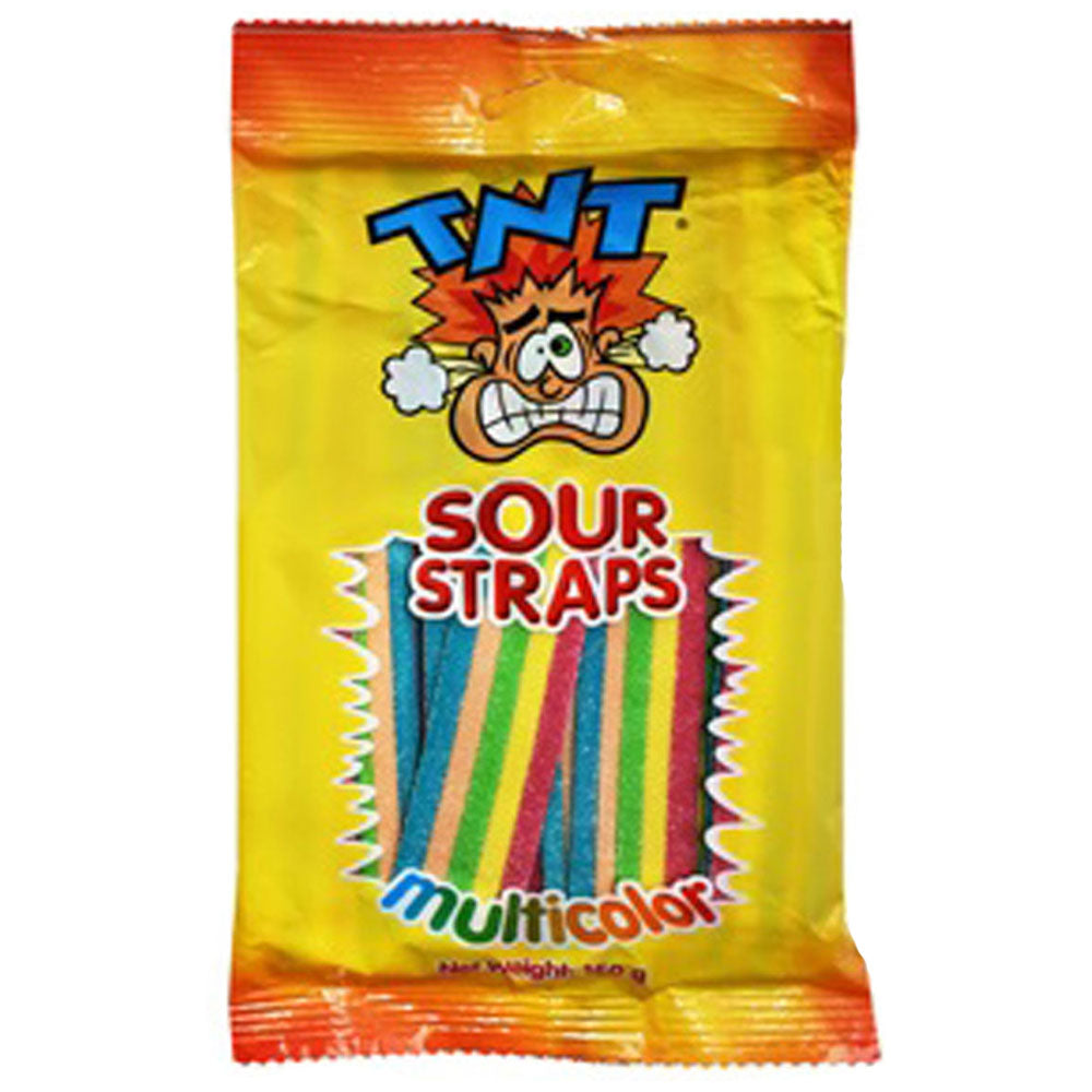 TNT Sour Straps Multicolour Hang Sell Bags (12x150g)