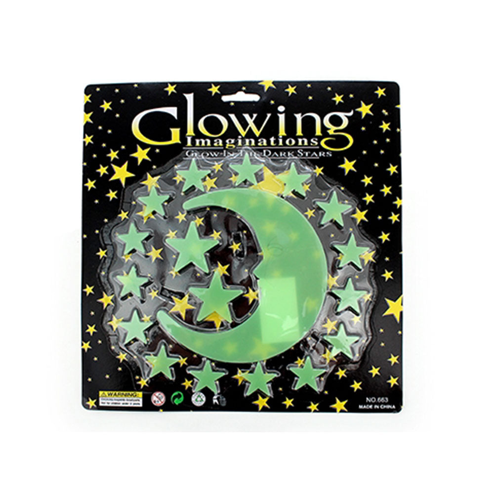 Glow in the Dark Moon & Stars Decorative Stickers 18pcs