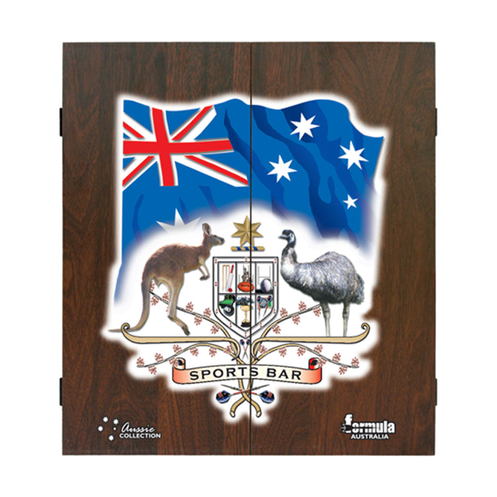 Sports Bar Australian Coat of Arms Dart Board Cabinet