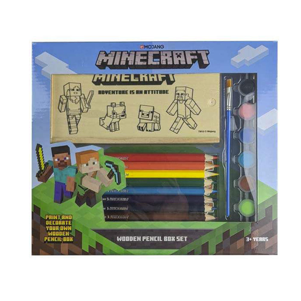 Decorative Minecraft Wooden Pencil Box Set