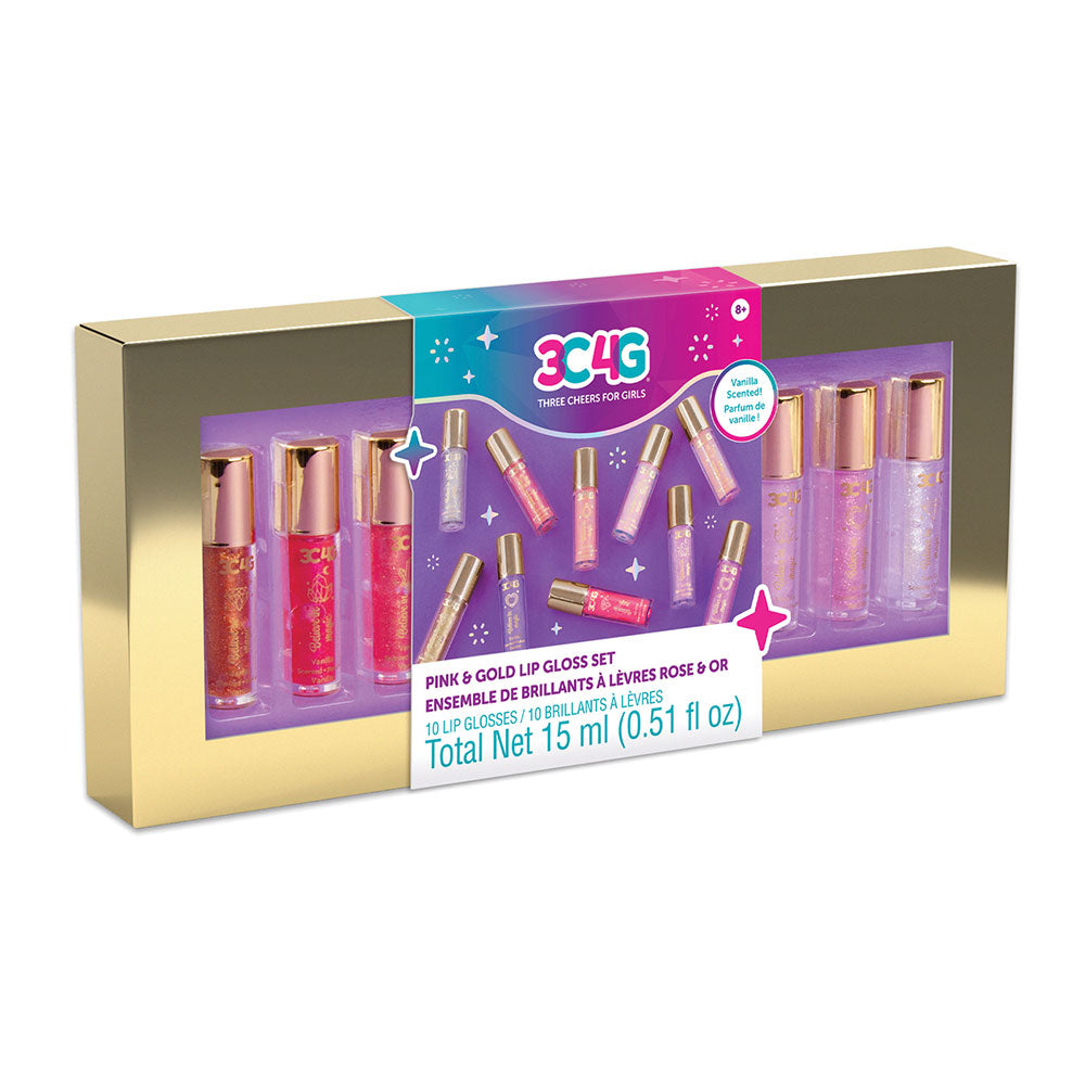 3C4G Pink and Gold Lip Gloss (Pack of 10)