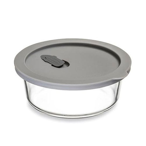 ClickClack Cook Round Glass Container (Grey)