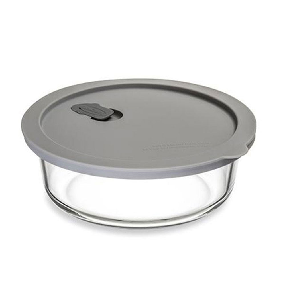 ClickClack Cook Round Glass Container (Grey)