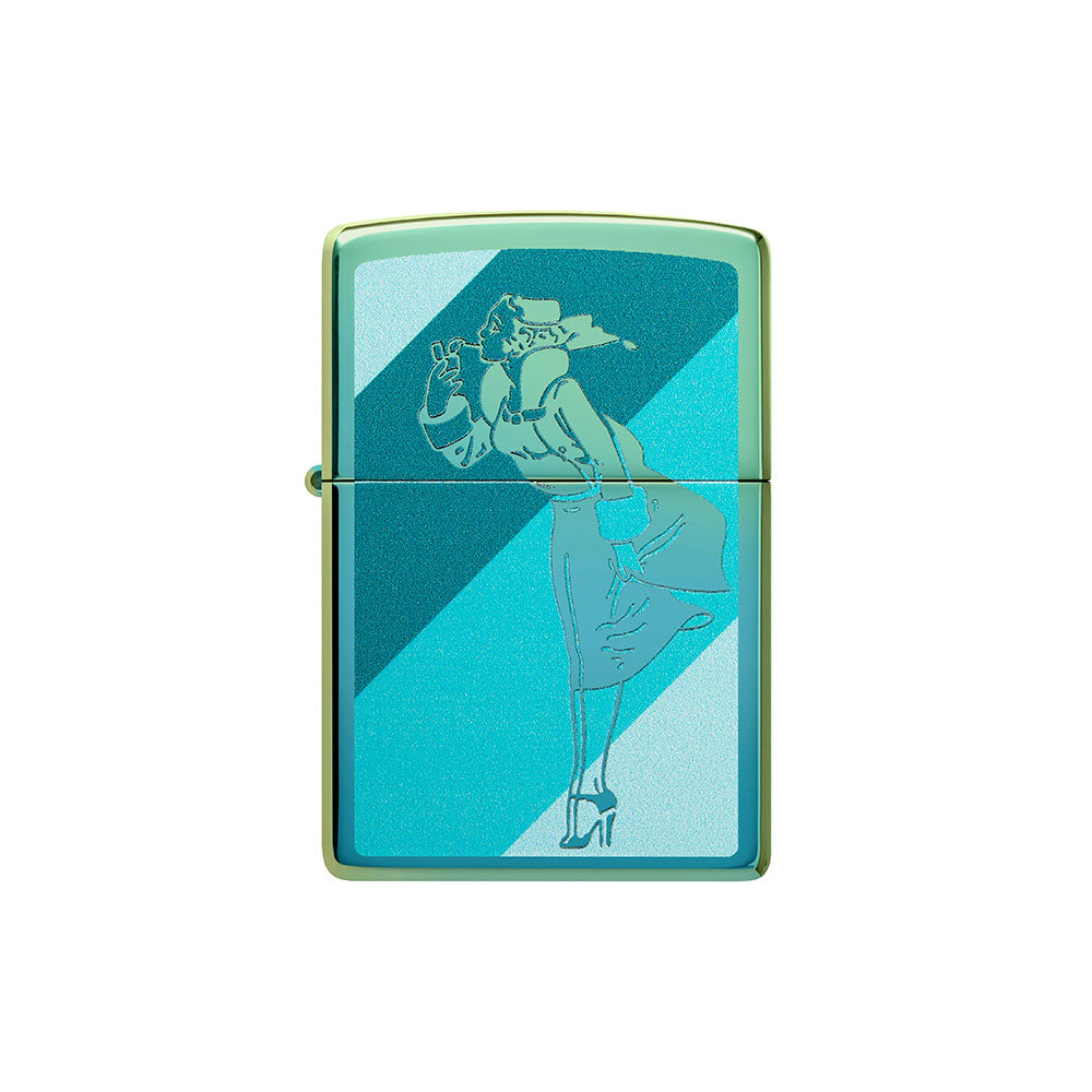 Zippo Windy Design Windproof Lighter (Teal)
