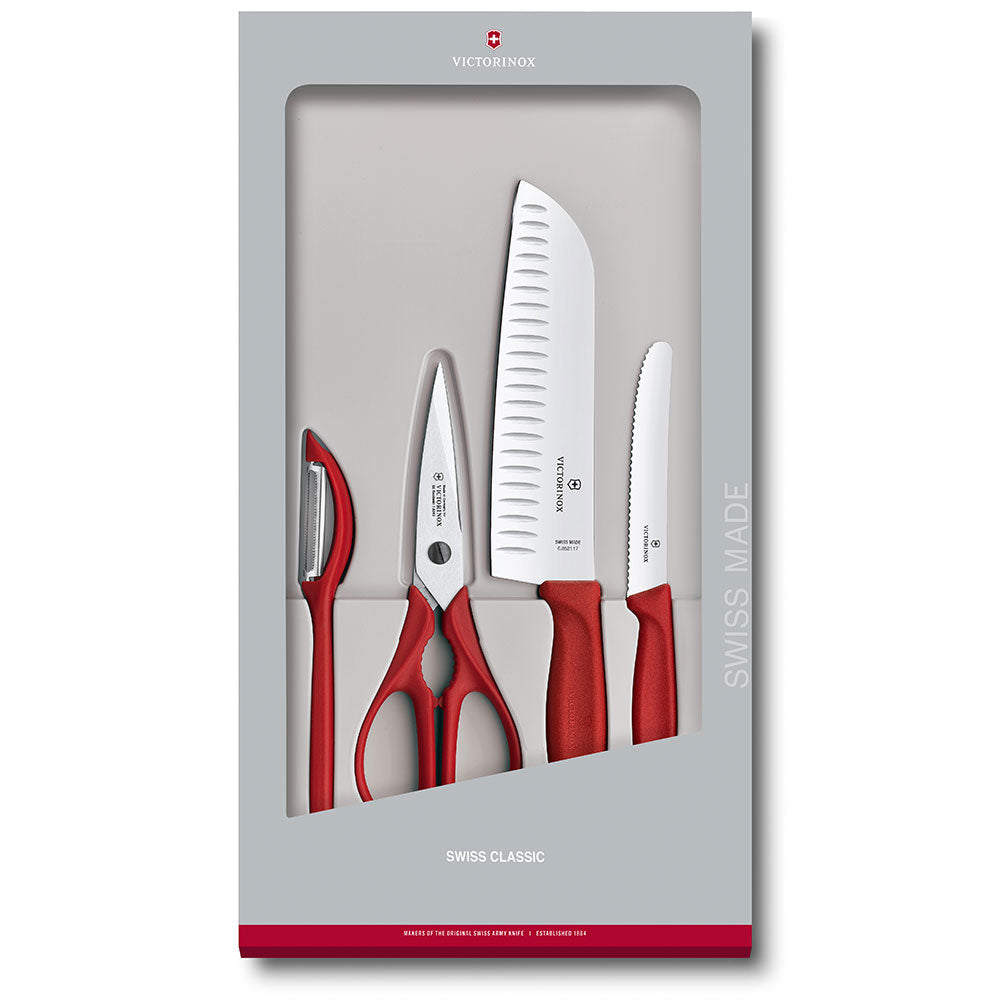 Victorinox Swiss Classic Kitchen Knife 4pcs (Red)
