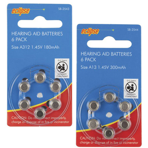 Hearing Aid Batteries (Pack of 6)