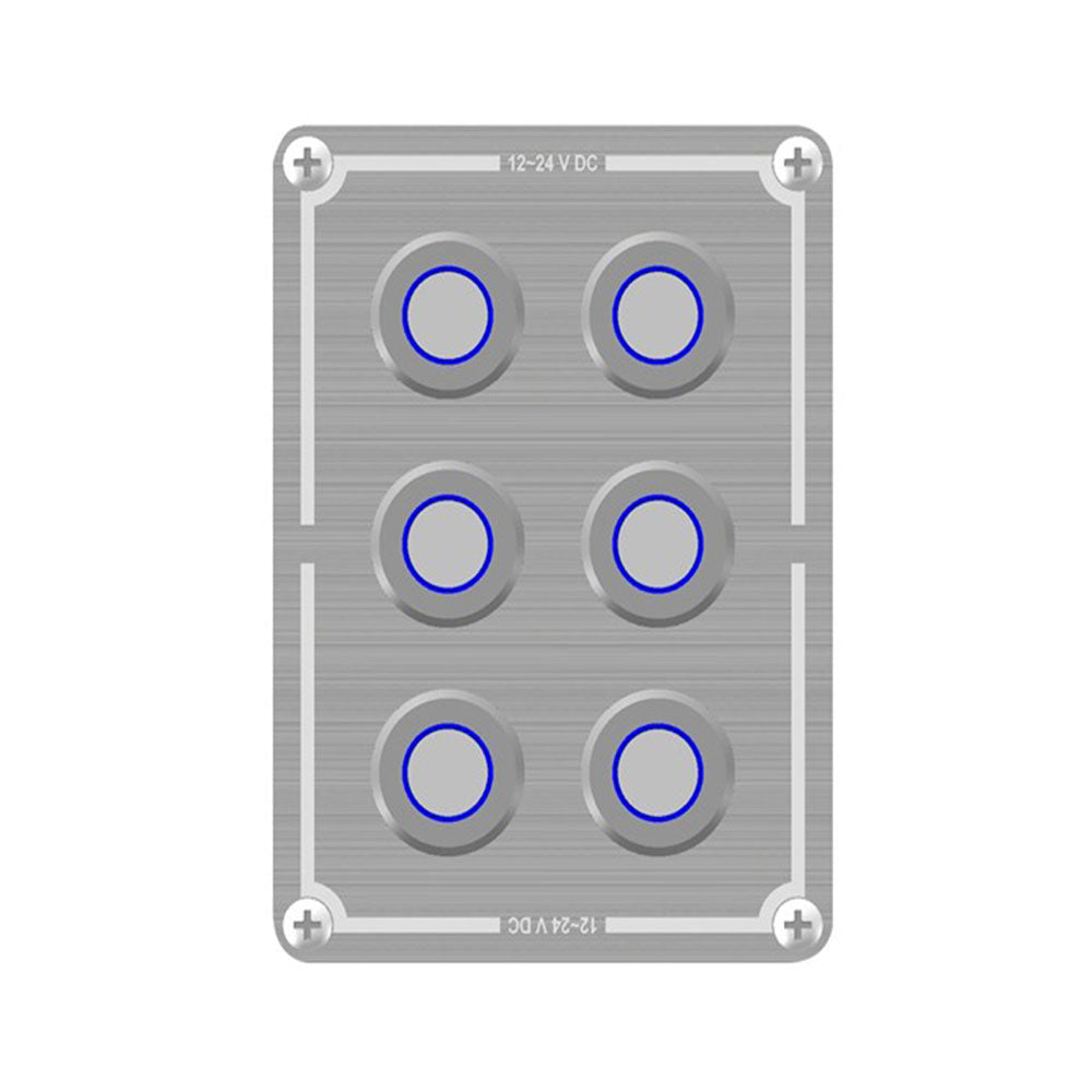6-Way Stainless Illuminated Switch Panel (Blue)