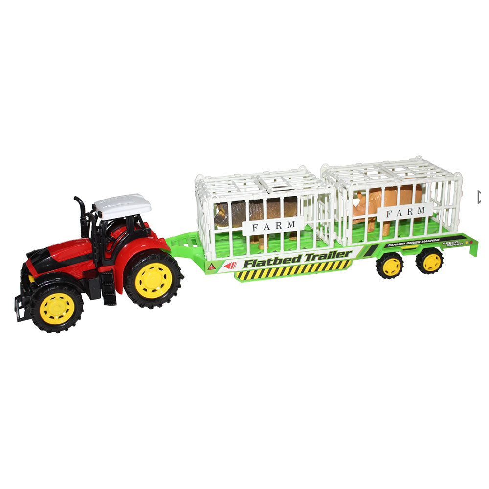 Friction Powered Tractor with Flatbed Trailer