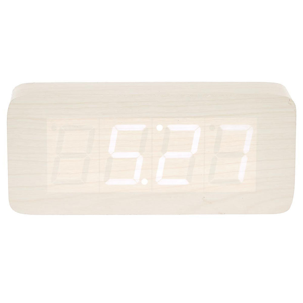 Large LED Wood Cuboid Table Clock