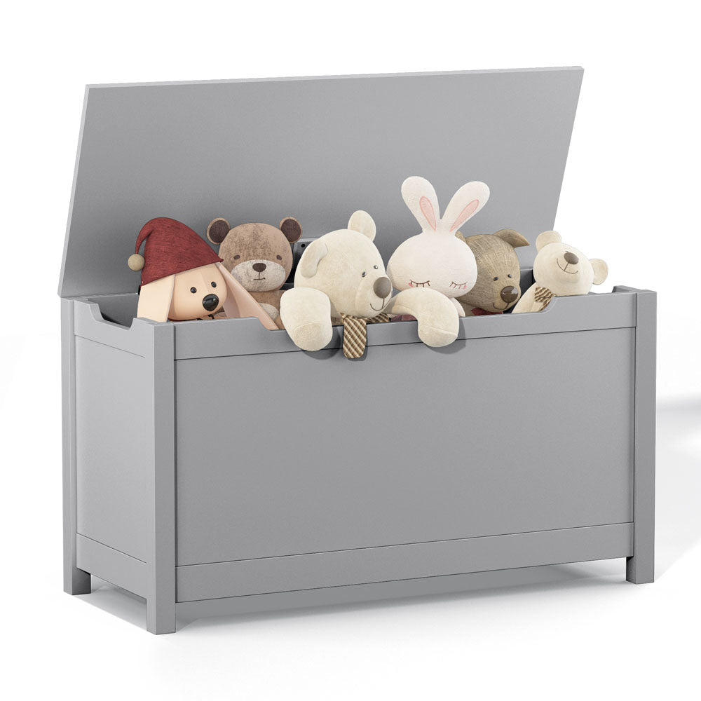 Kids Wooden Toy Storage with Safety Hinged Lid
