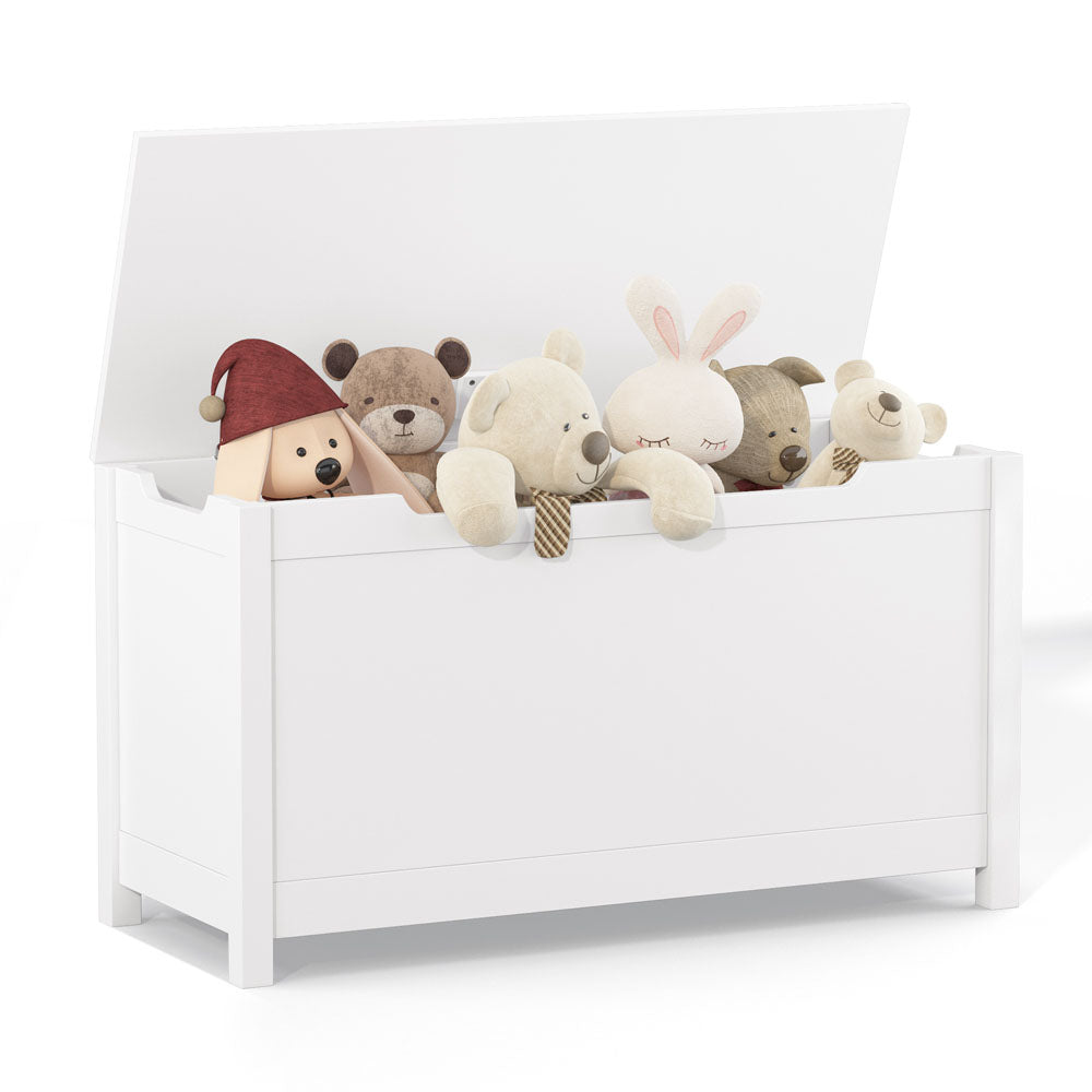 Kids Wooden Toy Storage with Safety Hinged Lid
