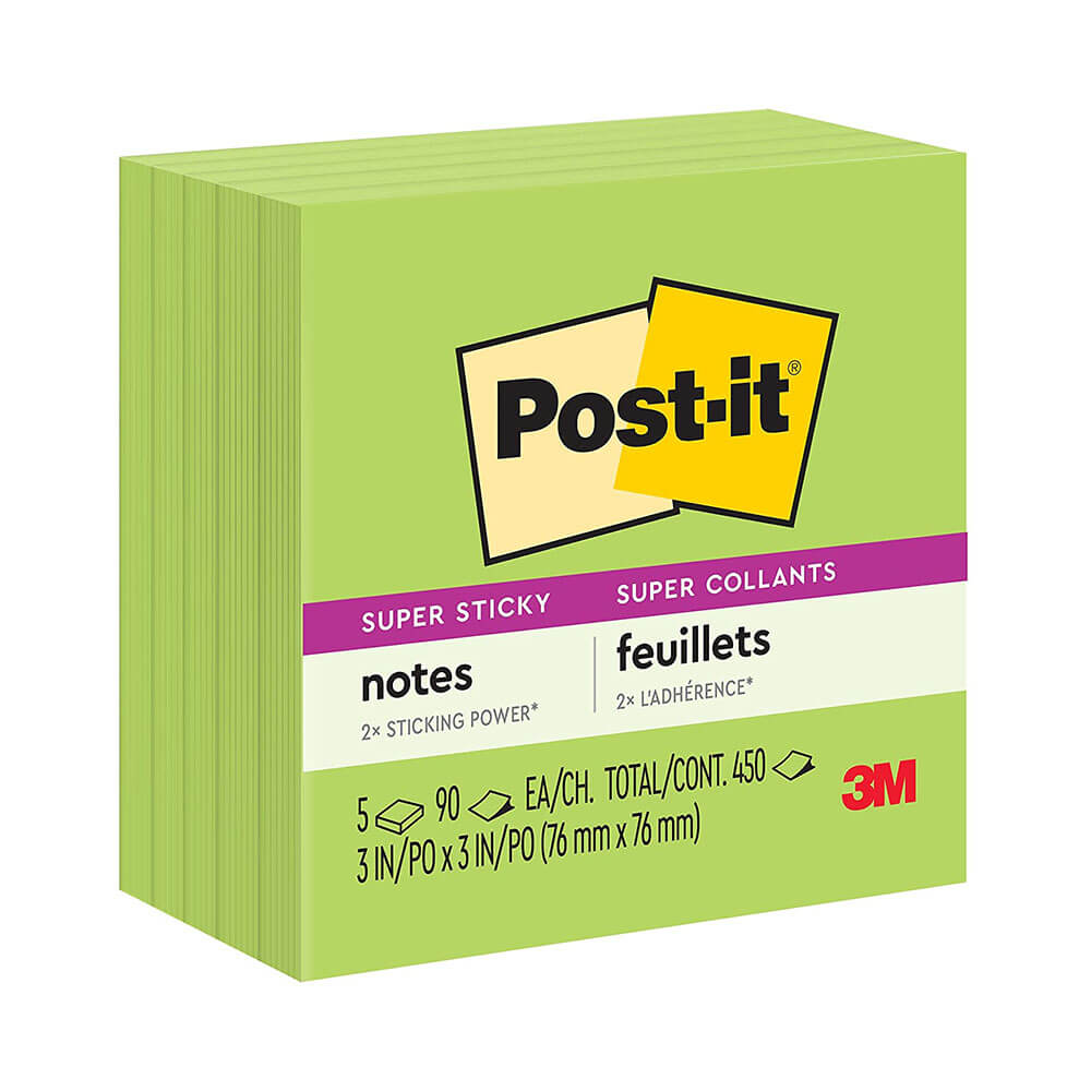 Post-it Super Sticky Notes 76x76mm (5pk)