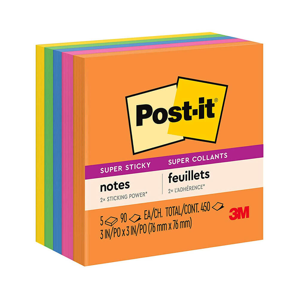 Post-it Super Sticky Notes 76x76mm (5pk)