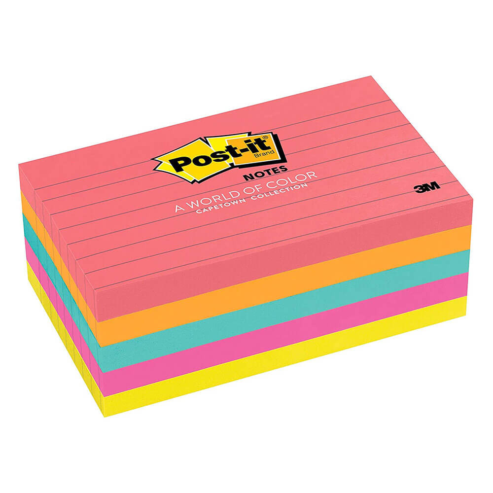 Post-it Notes Lined Assorted 73x123mm (5pk)