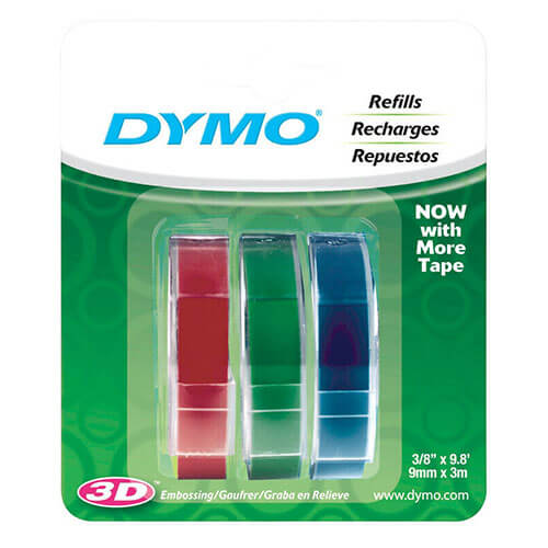 Dymo Embossing Tape Label 9mmx3m (3pk)