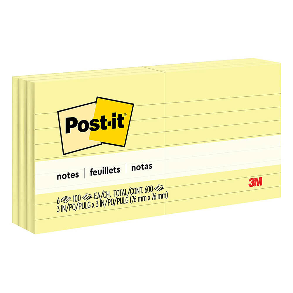 Post-it Notes Lined 76x76mm (6pk)