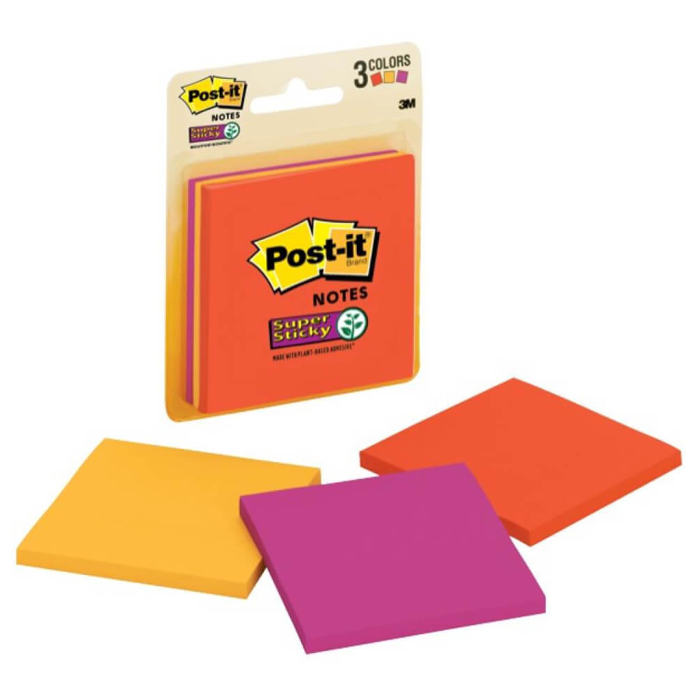 Post-it Super Sticky Notes 76x76mm (3 pads)