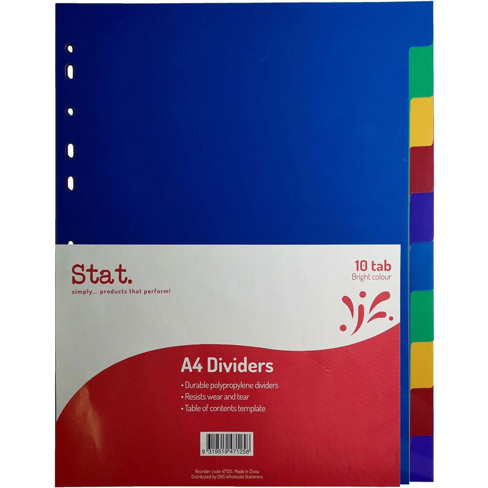 Stat Plastic Dividers A4 (Coloured)