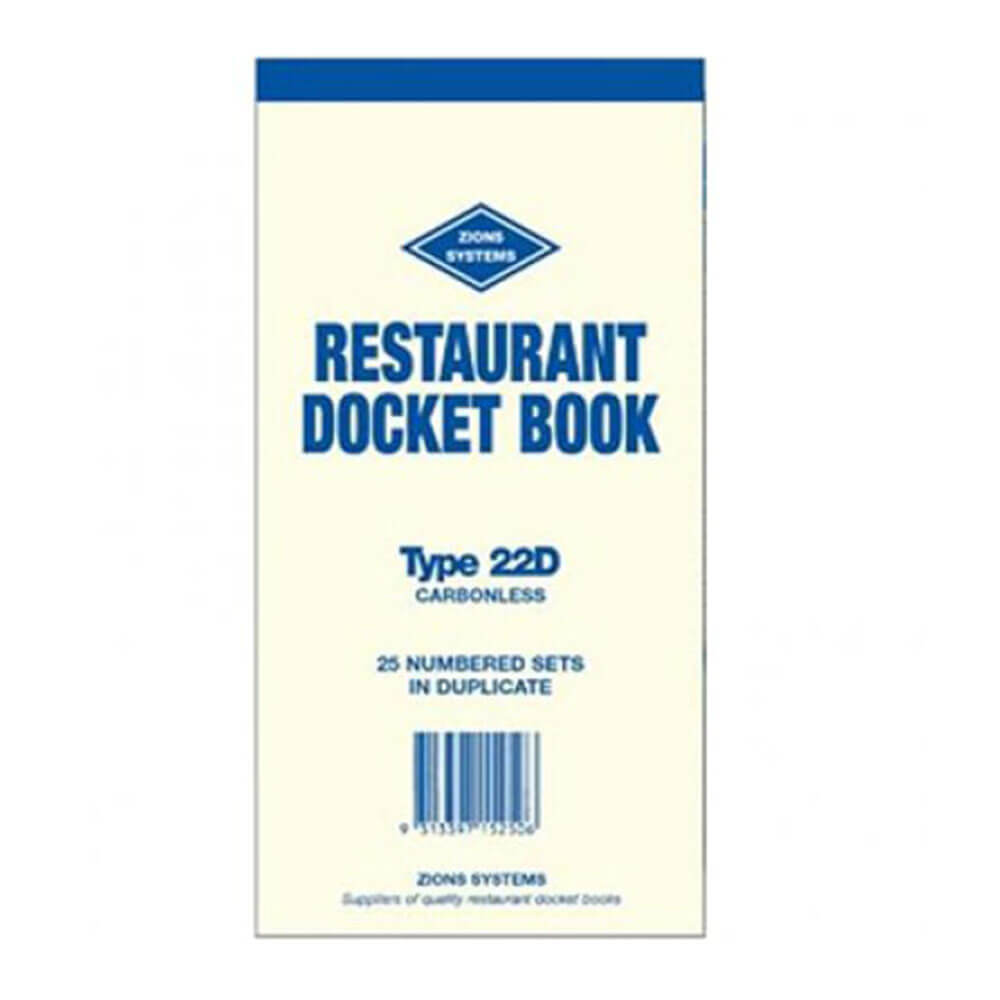 Zions Carbonless Duplicate Restaurant Docket Book