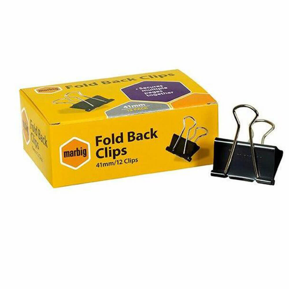 Marbig Fold Back Clips 12/box (Black)