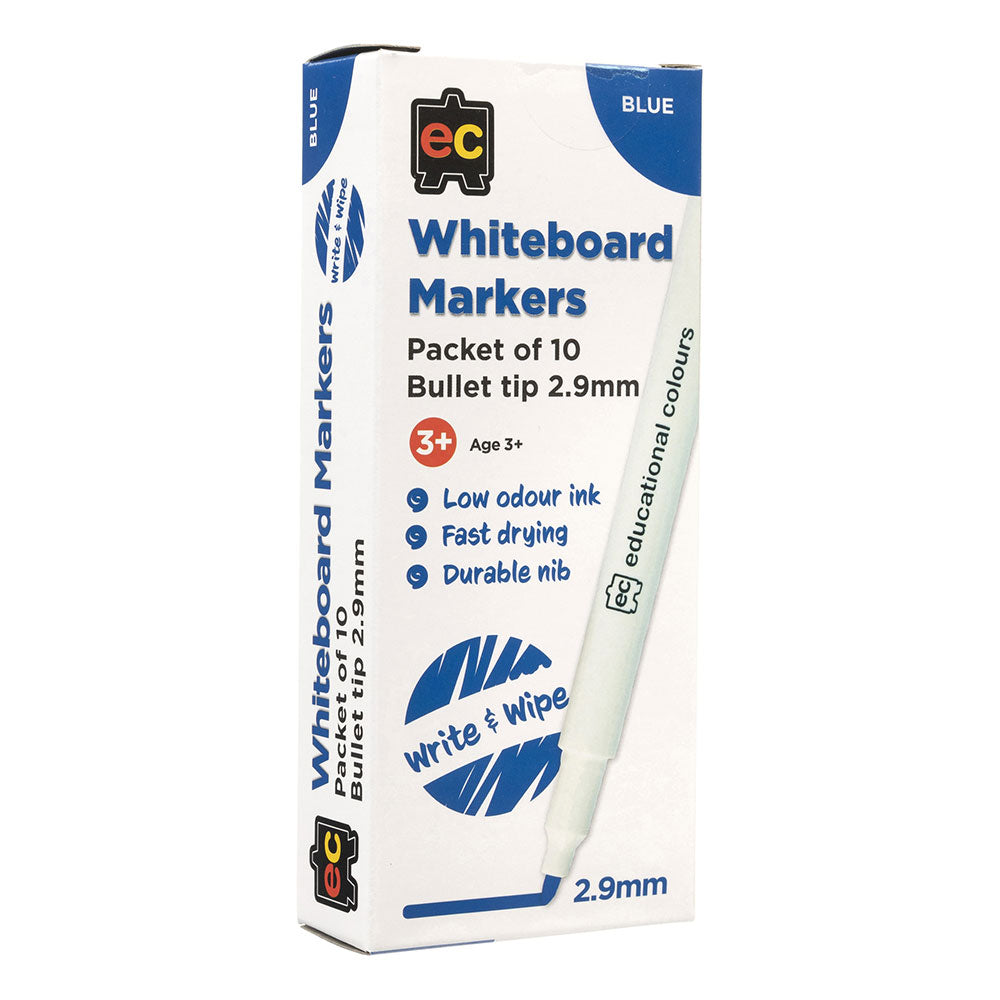 EC Thin Bullet Tip Whiteboard Marker 3mm 10pcs (Blue)