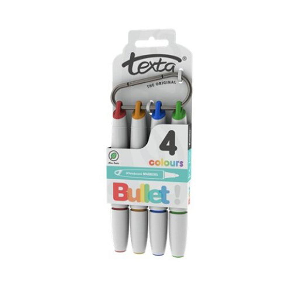 Texta Whiteboard Marker Bullet Point with Carabiner 4pcs