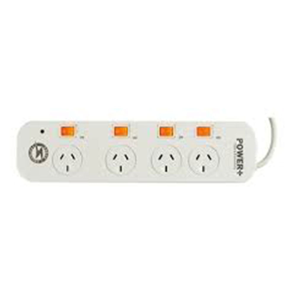 4 Outlet Powerboard Overload Protection w/ Individual Switch